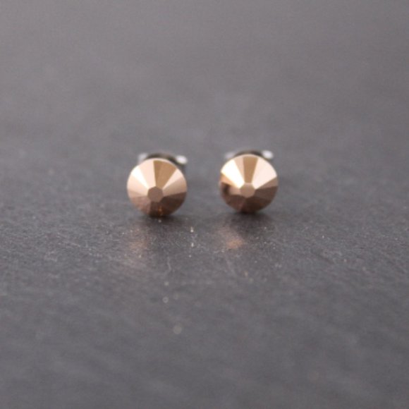 Rose Gold Austrian Crystal Stud Earrings - Picture 2 of 4